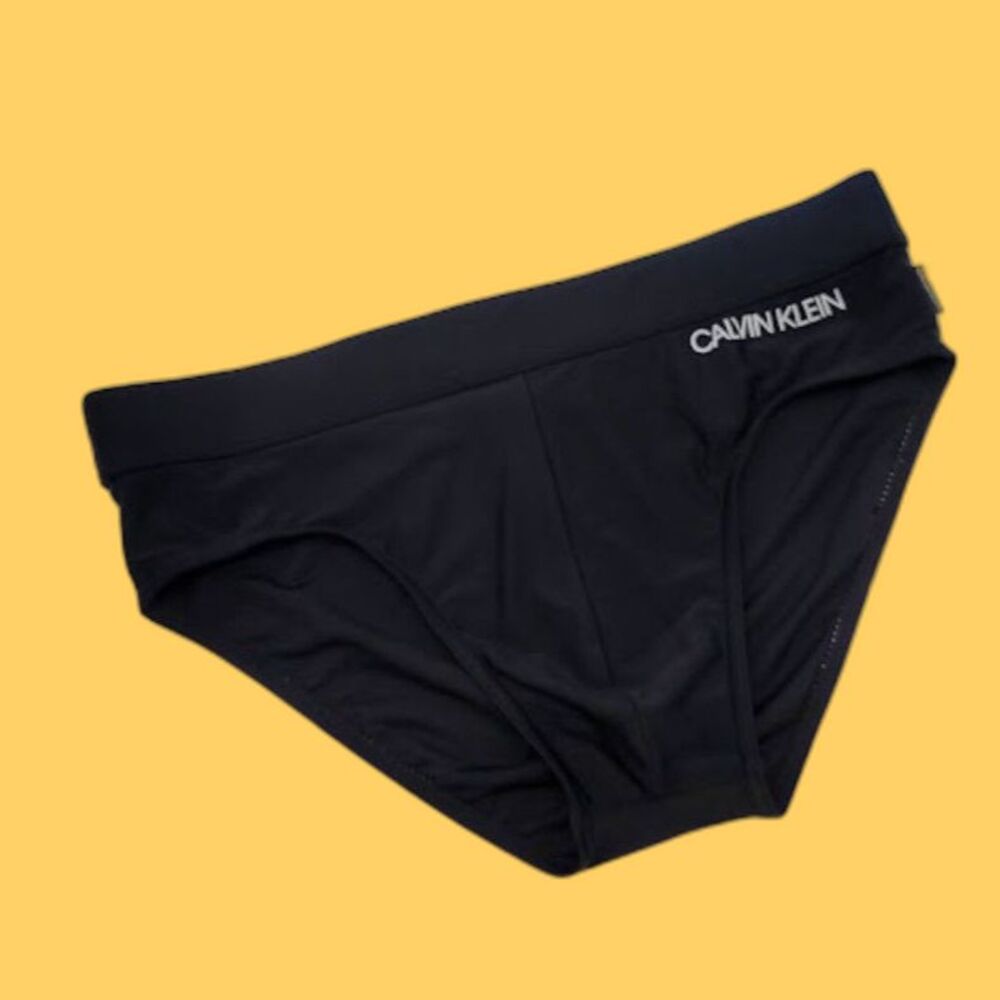 Calvin Klein Swim Brief Men's M Black CK Logo Low Rise Bikini PoolParty Swimwear